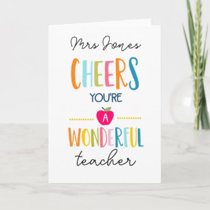 Cheer! You're a Wonderful Teacher – Appreciation C Card