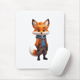 Cheerful and Adventurous Fox Illustration Mouse Pad