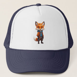 Cheerful and Adventurous Fox Illustration Trucker Hat