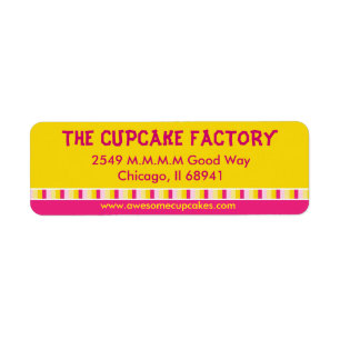 Cheerful and Bright Cupcake Factory Business Label Return Address Label