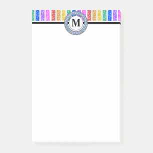 Cheerful and Bright Rainbow Monogram Stripes Post-it Notes