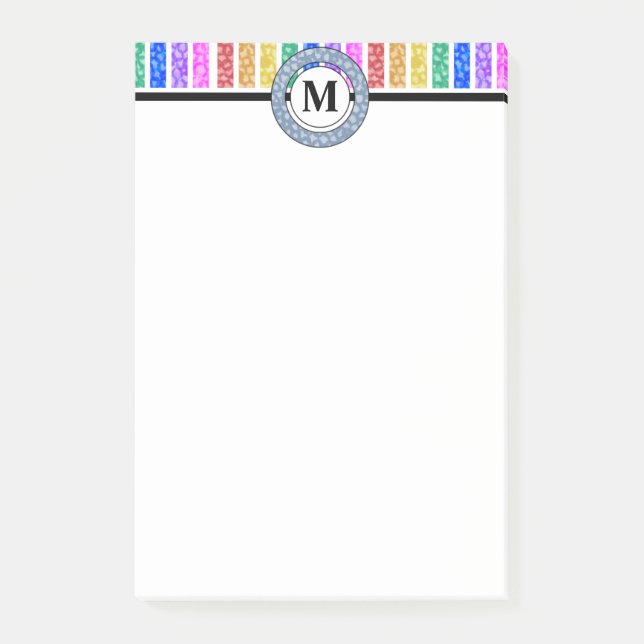Cheerful and Bright Rainbow Monogram Stripes Post-it Notes (Front)