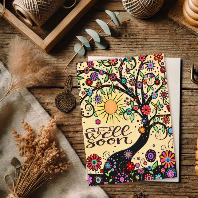 Cheerful and Happy Get Well Soon Whimsical Tree Card (Creator Uploaded)