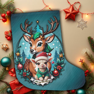 Cheerful and inviting Christmas illustration Large Christmas Stocking