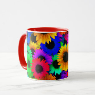 Cheerful Array of Colorful Sunflowers Mug