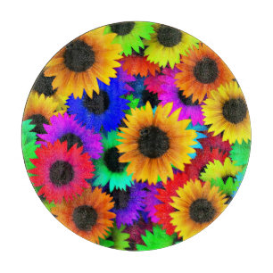 Cheerful Array of Colourful Sunflowers Cutting Board