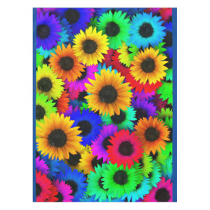 Cheerful Array of Colourful Sunflowers Tablecloth