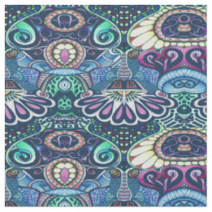 Cheerful Artist Party Doodle Creation Fabric