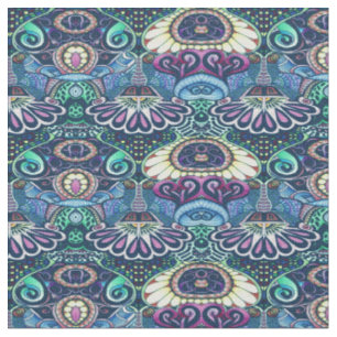 Cheerful Artist Party Doodle Creation Fabric
