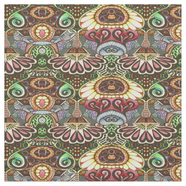 Cheerful Artist Party Doodle Creation Fabric (Close Up)