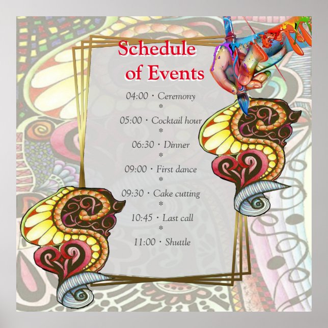 Cheerful Artist Party Doodle Creation Poster (Front)