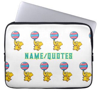 Cheerful Baby Elephant Hot Air Balloon Laptop Sleeve