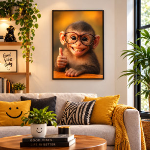 Cheerful Baby Monkey Funny Smile Canvas Print