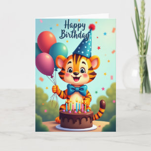 Cheerful Balloon Cat Card