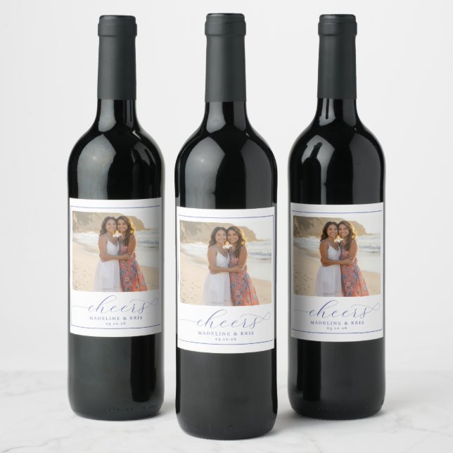 Cheerful Beach Photo Wine Label (Bottles)