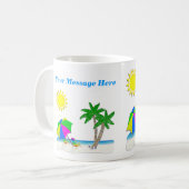 Cheerful Beach Theme Mugs Personalised Coffee Cups (Front Left)