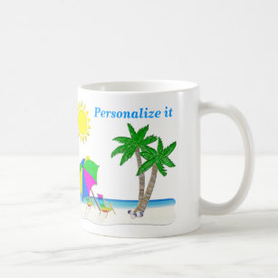 Cheerful Beach Theme Mugs Personalised Coffee Cups