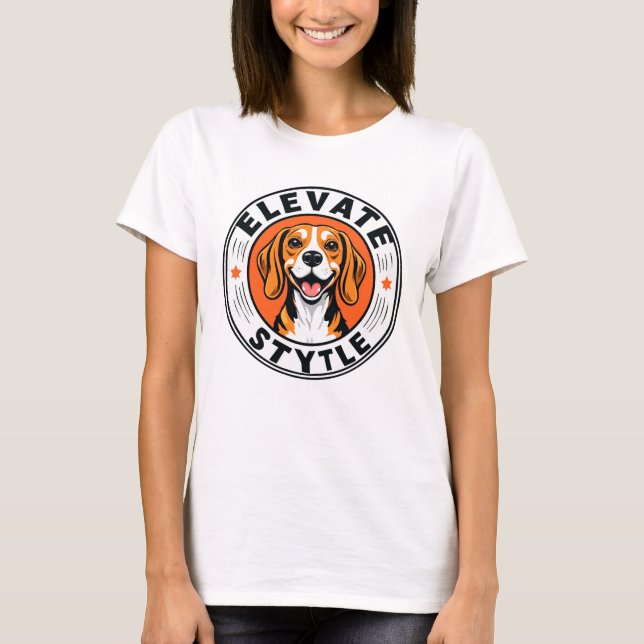 Cheerful Beagle Dog Illustration T-Shirt (Front)