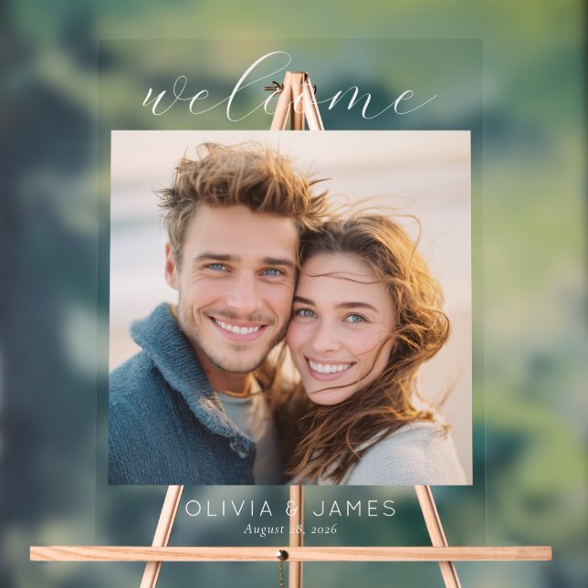 Cheerful Beige Modern Photo Acrylic Sign (Neutral)
