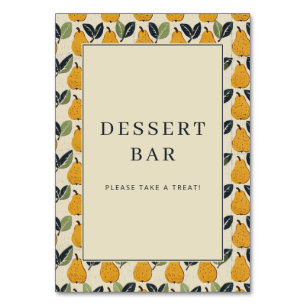 Cheerful Beige Pear Illustration Border Table Number