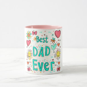 Cheerful Best Dad Ever Doodle Mug