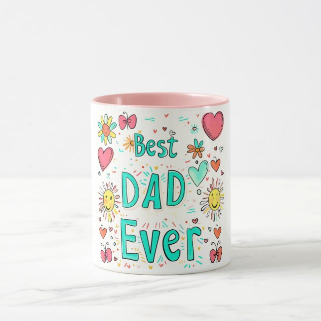 Cheerful Best Dad Ever Doodle Mug (Center)