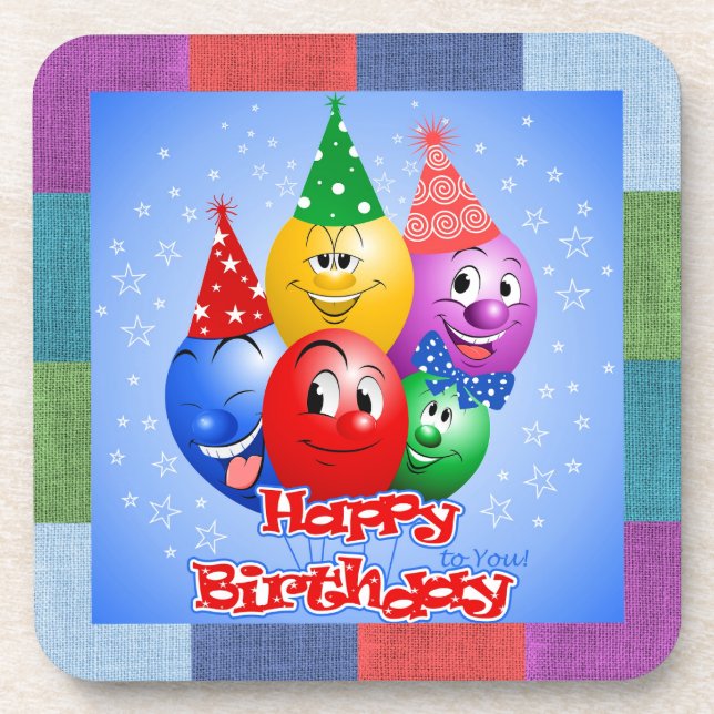 Cheerful Birthday Balloons Coaster (Front)