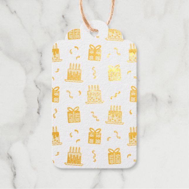 Cheerful birthday pattern gift tags (Front)