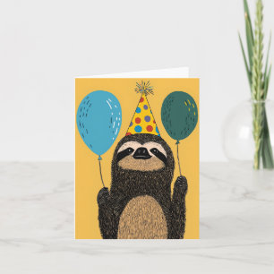 Cheerful Birthday Sloth Birthday Card