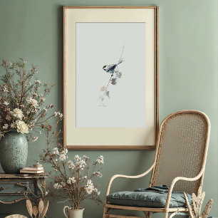Cheerful Black-capped Chickadee Watercolor Art Poster