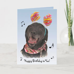Cheerful Black Labrador Retriever Dog Birthday Card