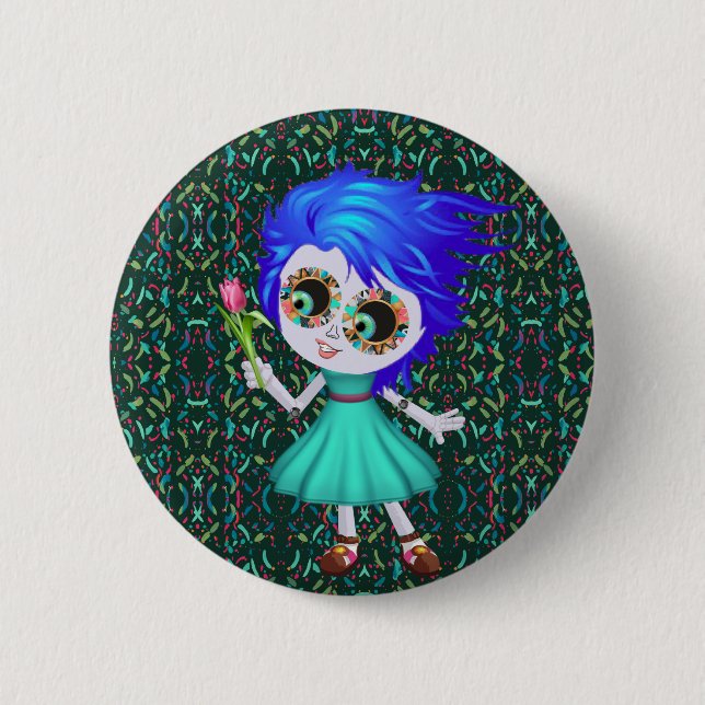 Cheerful Blossom 6 Cm Round Badge (Front)