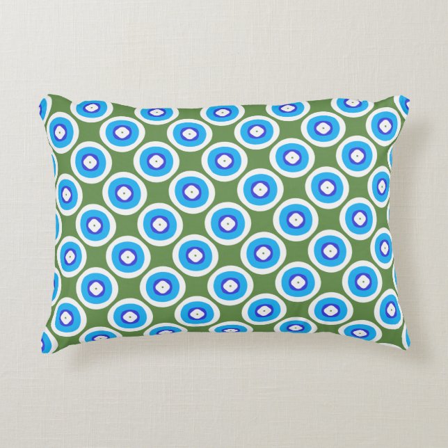 Cheerful Blue and Green Cool Cute Pattern Decorative Cushion (Front)