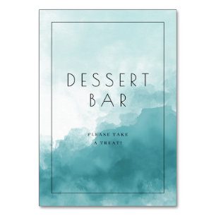 Cheerful Blue Watercolor Dessert Bar Sign Table Number