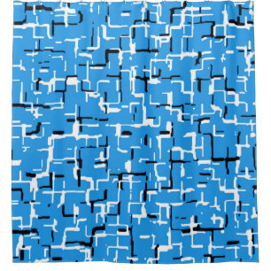 Cheerful Blue/White/Black Trendy Shower Curtain