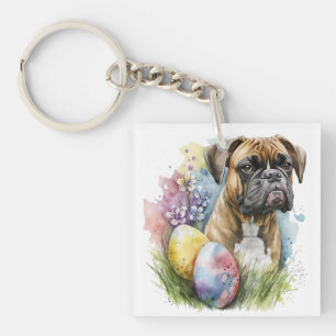 Cheerful Boxer Dog Easter Egg, Happy Easter Boxer Key Ring