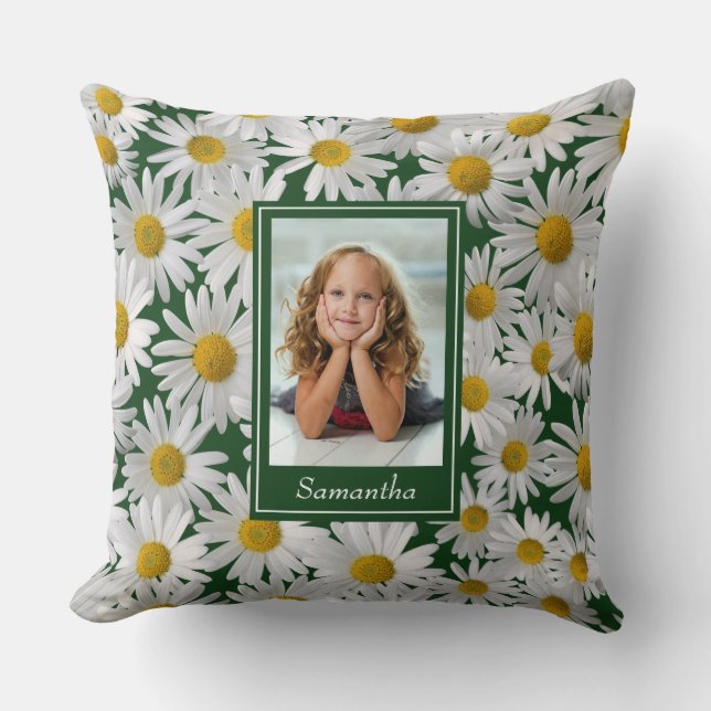 Cheerful Bright Daisy Custom Photo – Cushion (Front)