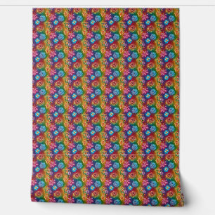 Cheerful Bright Floral Pattern Wallpaper