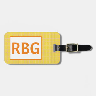 Cheerful Bright Orange White Geometric Pattern Luggage Tag