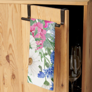 Cheerful Bright Spring Daisies Tea Towel