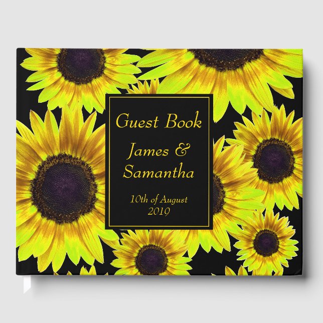 Cheerful Bright Yellow Sunflower  - Guest Book (Front)