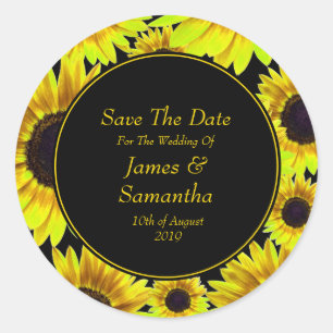 Cheerful Bright Yellow Sunflower - Save The Date Classic Round Sticker