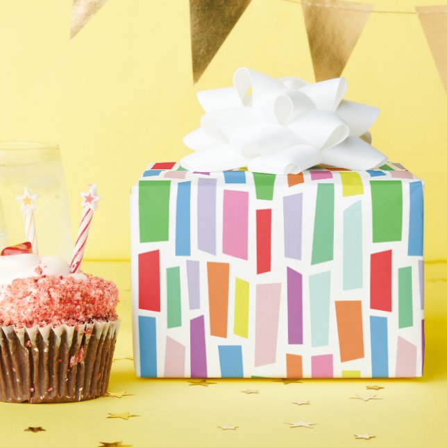 Cheerful Brights Broken Rectangle Mosaic Pattern Wrapping Paper (Birthday Party)