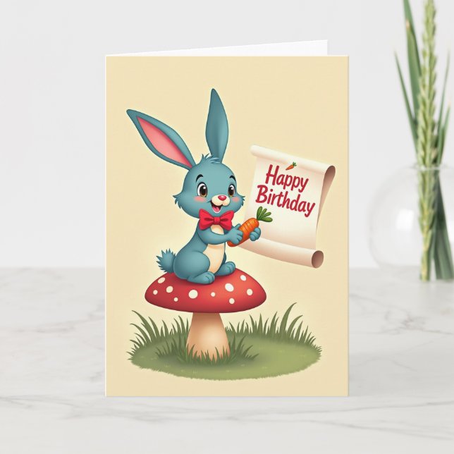 Cheerful Bunny Birthday Card (Front)
