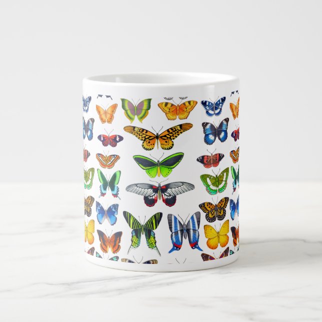 Cheerful Butterflies Art Large Coffee Mug (Front)