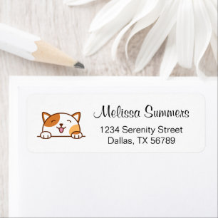 Cheerful Calico Cat Pet Return Address Label