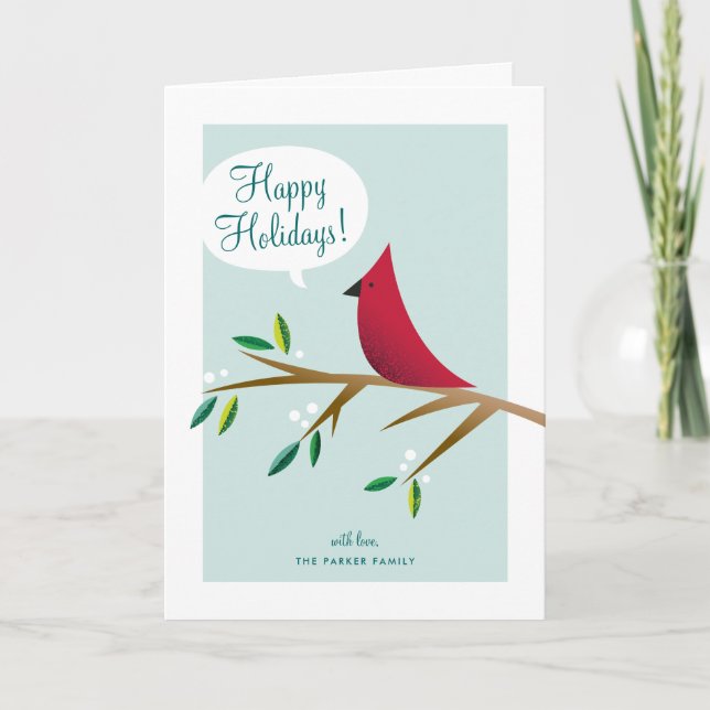 Cheerful Cardinal Folded Holiday (Front)