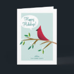 Cheerful Cardinal Folded Holiday<br><div class="desc">A retro-inspired red cardinal sits on a tree branch happily spreading holiday greetings with a cheerful chirp. Personalize the card with your own details and a long-form message about the past year to update family and friends.</div>