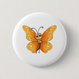 Cheerful Cartoon Butterfly 6 Cm Round Badge