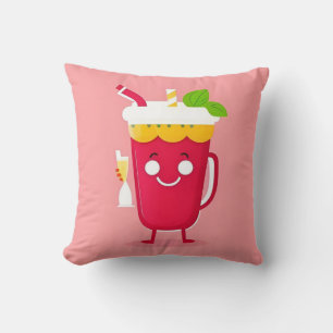 Cheerful Cartoon Cup with Smile Holding Drink Cushion